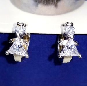 Sterling Silver Cubic Zirconia Angel Earrings